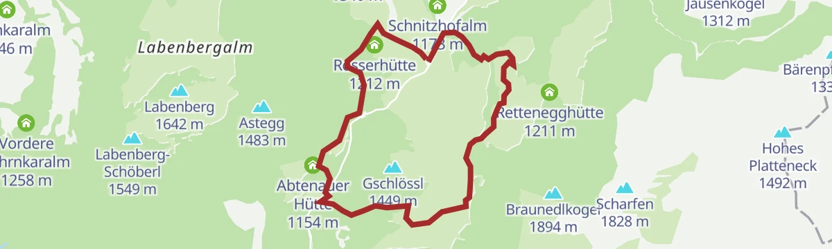Route map: Postalm / Rundweg 1 / Moosbergalm